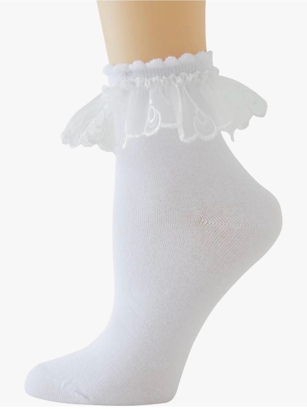 9 Pair OKTOBERFEST White Ruffle Lace Anklet Socks